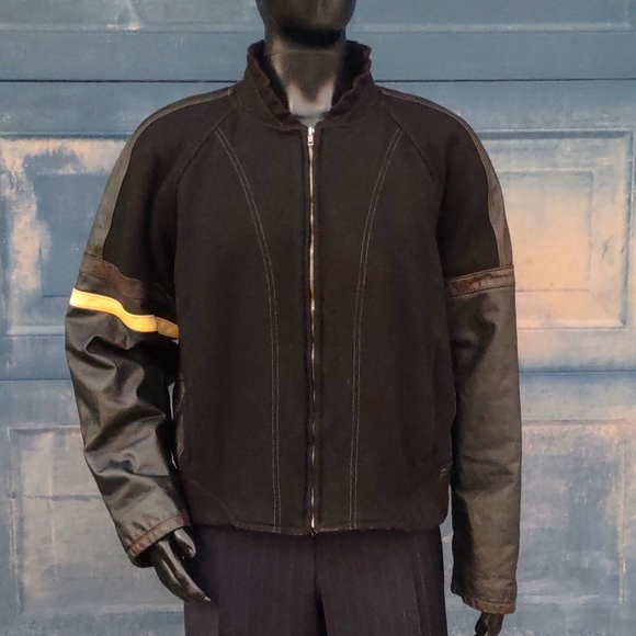 Modern Head Ware Limited Men's Pure Leather/Wool Blend Moto Jacket (Canada) - Picture 13 of 17